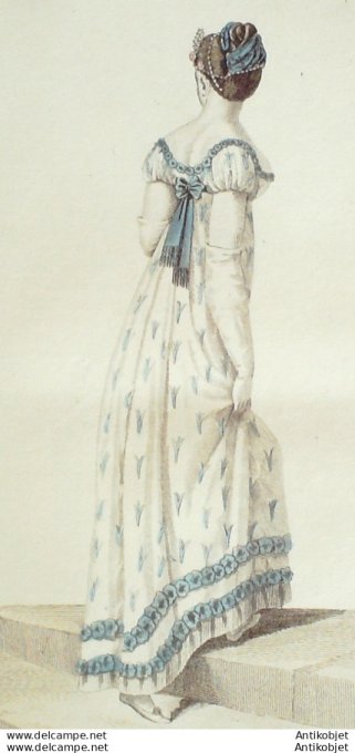 Gravure de mode Costume Parisien 1811 n°1137 Robe de gaze