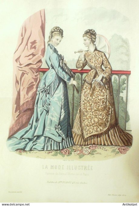 Gravure Mode illustree 1876 # 15 (Old Fashion plate)
