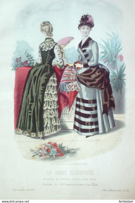 Gravure Mode illustree 1884 # 34 (Old Fashion plate)