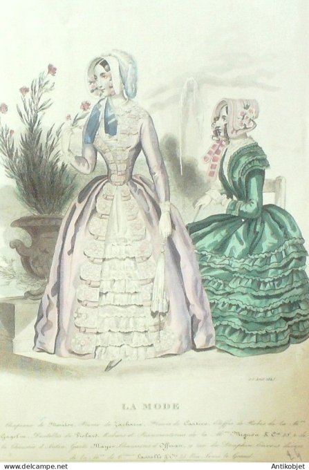 Gravure La mode 1845 # 24 (aquarelle old Fashion plate)
