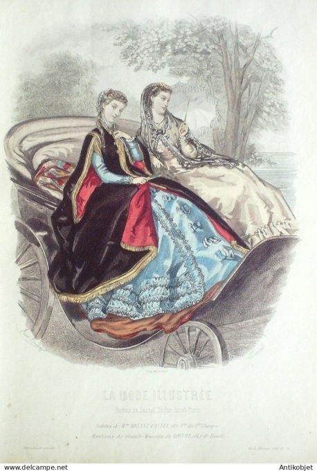 Gravure Mode illustree 1868 # 24 (Old Fashion plate)