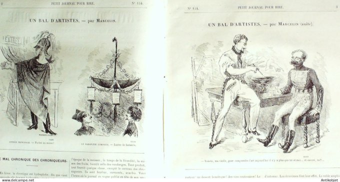 Petit journal pour Rire 1858 # 154 Un Bal d'Artistes Marcelin