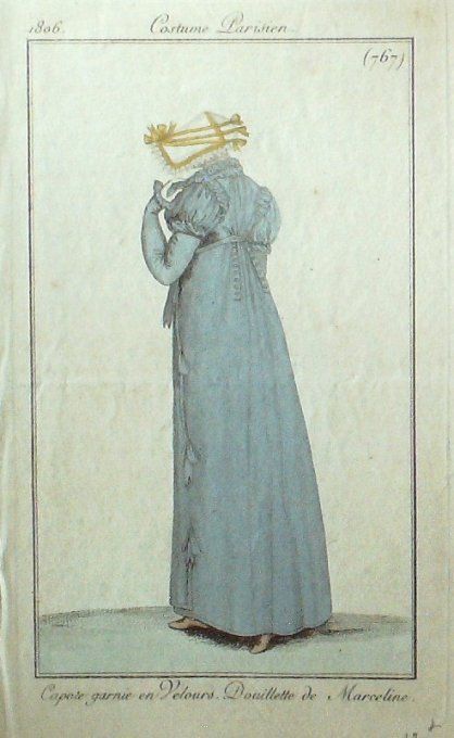 Gravure Mode Costume Parisien 1806 #  767 (eau forte old Fashion plate