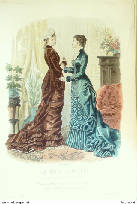 Gravure de mode La Mode illustrée 1879 n°10 (Maison Bréant-Castel)