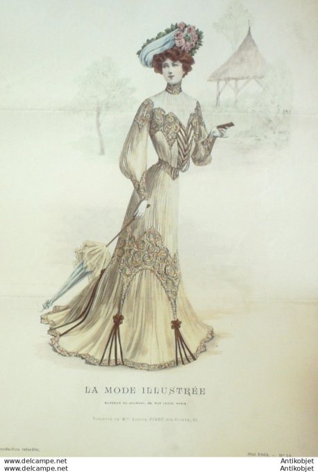 Gravure Mode illustree 1902 # 18 (Old Fashion plate) rare