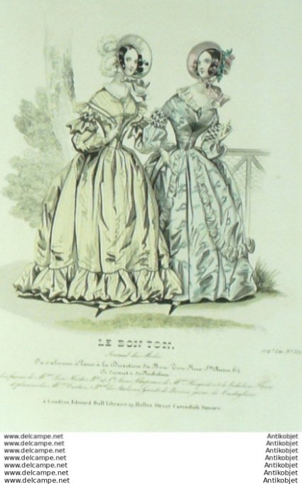 Gravure Mode Le Bon Ton 1839 # 331 (aquarelle old fashion plate)
