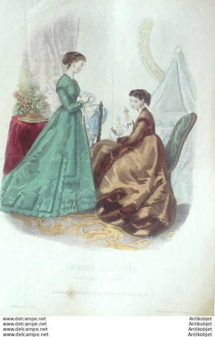Gravure Mode illustree 1867 # 13 (Old Fashion plate)