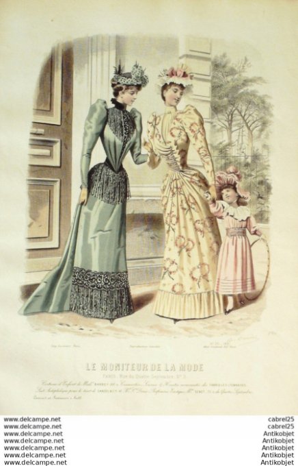 Gravure Mode Le Moniteur 1891 # 20 (Old Fashion plate)