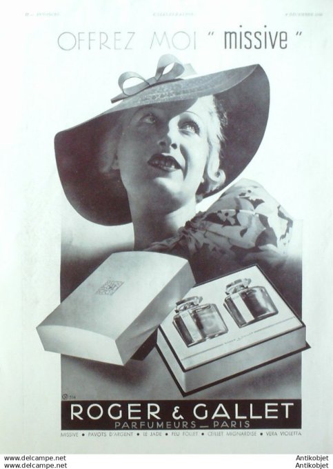 Publicite Cosmetique Roger & Gallet Missive 1934
