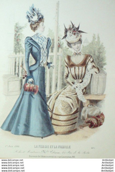 Gravure Mode La Femme & La Famille 1898 # 06 (Old Fashion plate)