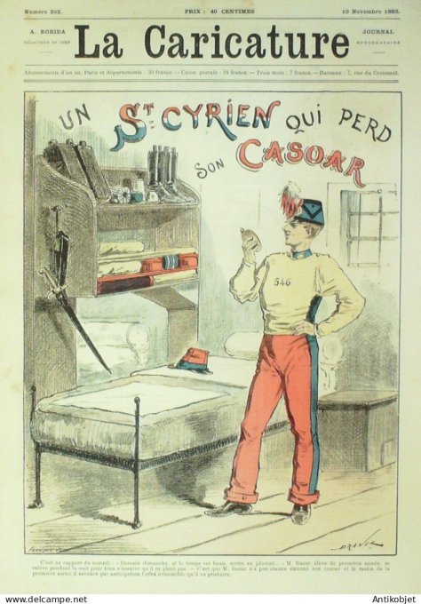 La Caricature 1883 #202 Saint-Cyprinen qui perd son casoar Draner Sorel Trock