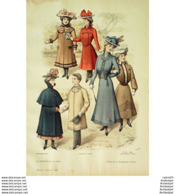 Gravure Mode Le Moniteur 1901 # 39 (Old Fashion plate)