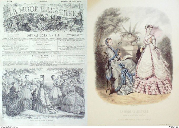 La Mode illustrée journal + gravure associée 1868 # 30