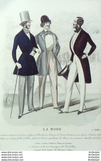 Gravure La mode 1839 # 27 (aquarelle old Fashion plate)