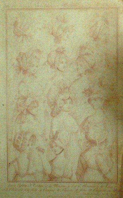 Gravure Mode Costume Parisien 1798 an  7 #  76b (eau forte old Fashion plate