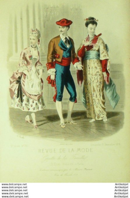 Gravure Mode La Gazette 1876 # 261 (Old Fashion plate)