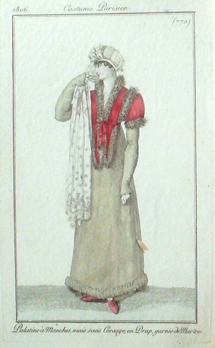 Gravure Mode Costume Parisien 1806 #  770 (eau forte old Fashion plate