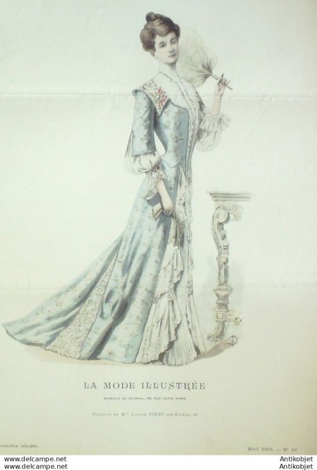 Gravure Mode illustree 1902 # 16 (Old Fashion plate) rare