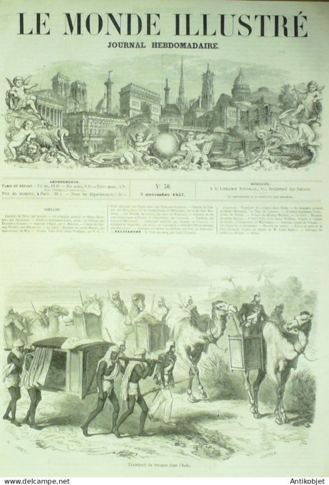 Le Monde illustré 1857 n° 30 Caire Sultan Hassan Ferté-Bernard (72) Stirling Wendel (57) Inde Luknow