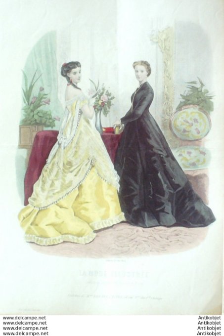 Gravure Mode illustree 1867 #  7 (Old Fashion plate)