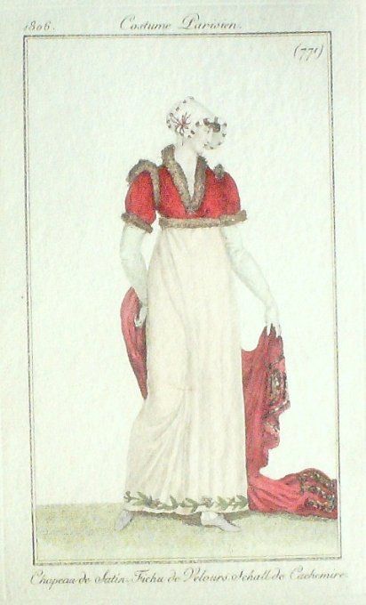 Gravure Mode Costume Parisien 1806 #  771 (eau forte old Fashion plate