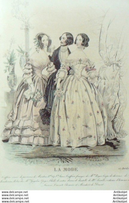 Gravure La mode 1839 # 14 (aquarelle old Fashion plate)