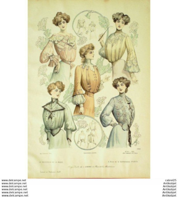 Gravure Mode Le Moniteur 1901 # 50 (Old Fashion plate)