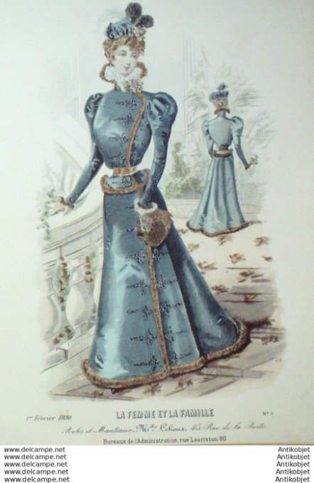 Gravure Mode La Femme & La Famille 1898 # 02 (Old Fashion plate)