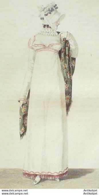 Gravure de mode Costume Parisien 1811 n°1138 Chapeau de Lévantine & Lilas