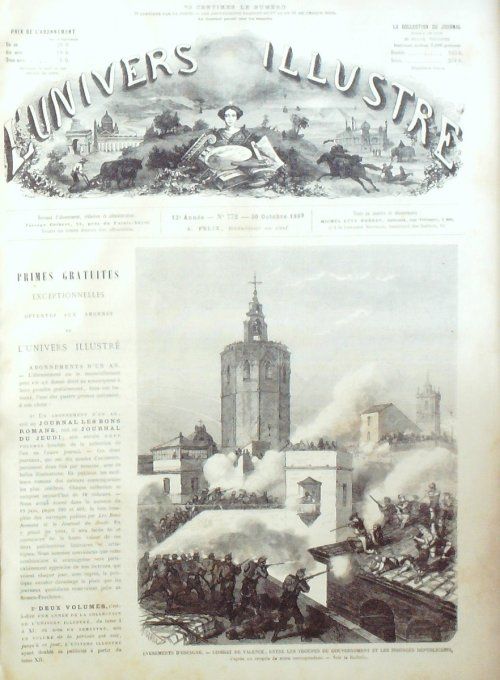 L'Univers illustré 1869 # 772 Espagne Valence Allemagne Mannheim Ludwigshafen Balgarie La Havane