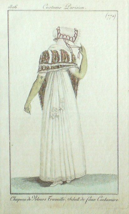 Gravure Mode Costume Parisien 1806 #  772 (eau forte old Fashion plate