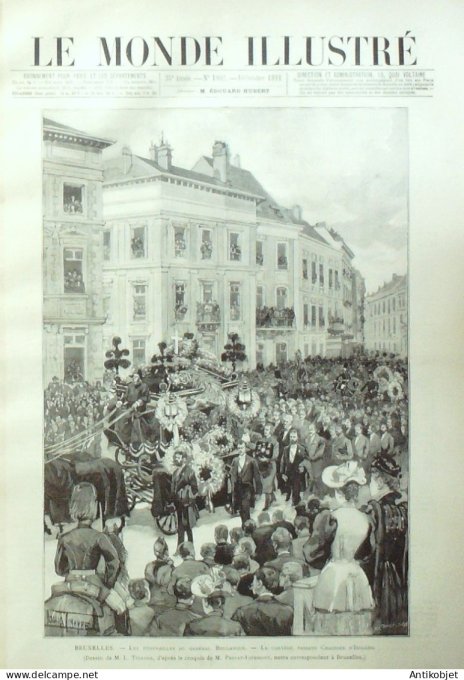 Le Monde illustré 1891 n°1802 Belgique Bruxelles Ixelles général de Lasalle