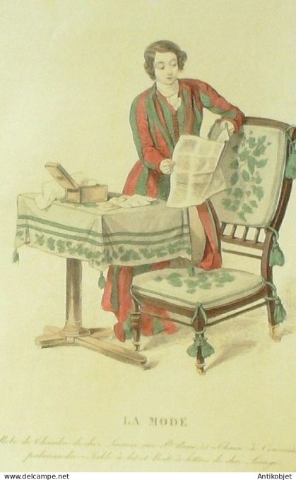 Gravure La mode 1836 # 527 (aquarelle old Fashion plate)