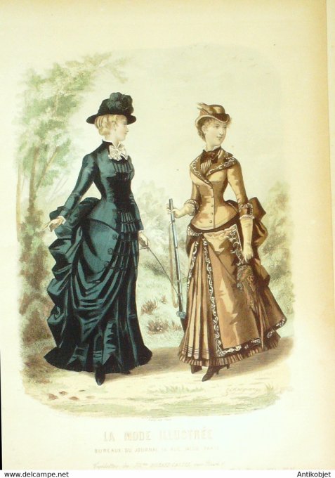 Gravure de mode La Mode illustrée 1883 n°35 (Maison Bréant-Castel) Amazone