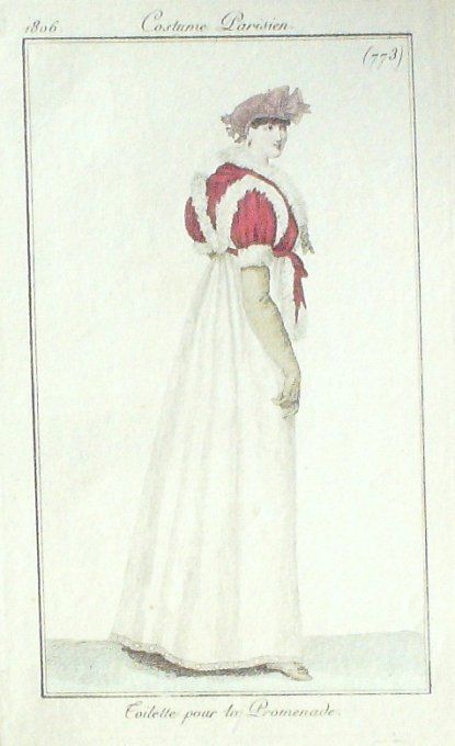 Gravure Mode Costume Parisien 1806 #  773 (eau forte old Fashion plate