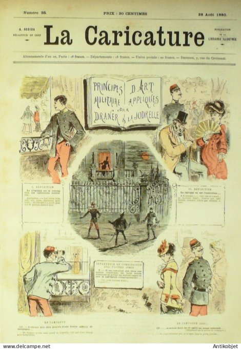 La Caricature 1880 #  35 Arts Militaires appliqués Dranet=r La Jodrelle Robida