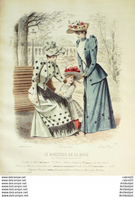 Gravure Mode Le Moniteur 1891 # 19 (Old Fashion plate)