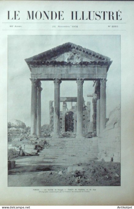 Le Monde illustré 1902 n°2383 Dahomey Paouignan,Abomey Cotonou Koba Ouémé Paou Cana Tunisie Dougga