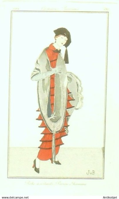 Gravure Costume Parisien 1914 #132b Van Brock Jan (eau forte) Robe à  volants