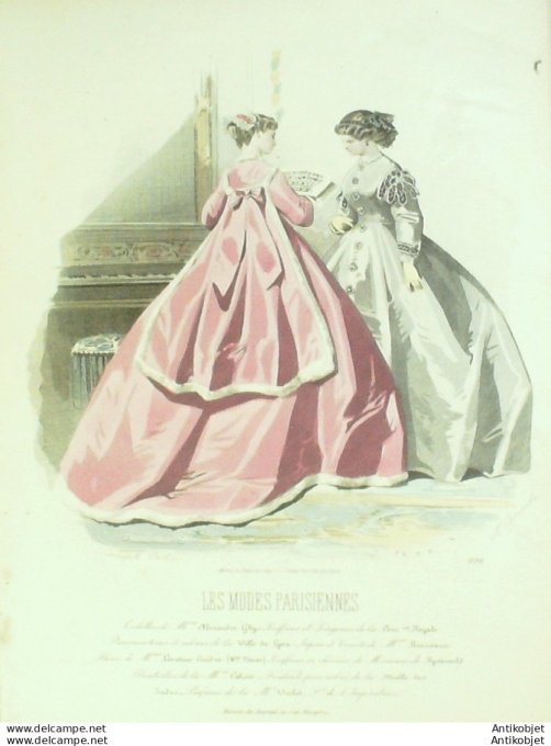 Gravure Les Modes Parisiennes 1865 #1195 Peignoir gros d'Italie Maison Ghys