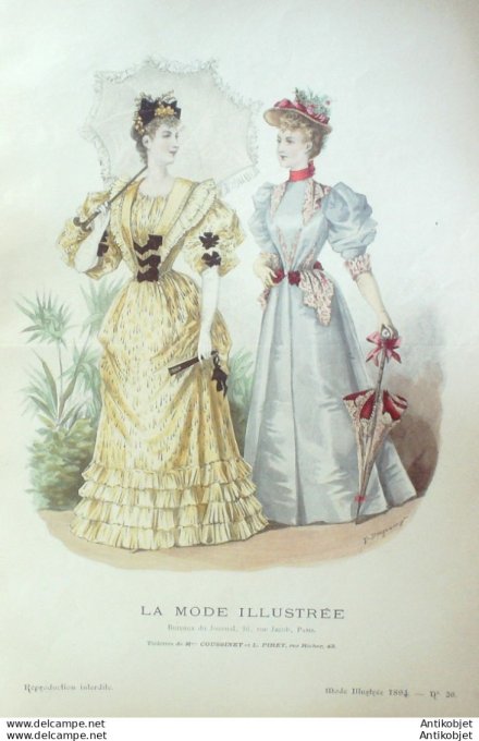Gravure Mode illustree 1894 # 26 (Old Fashion plate) rare