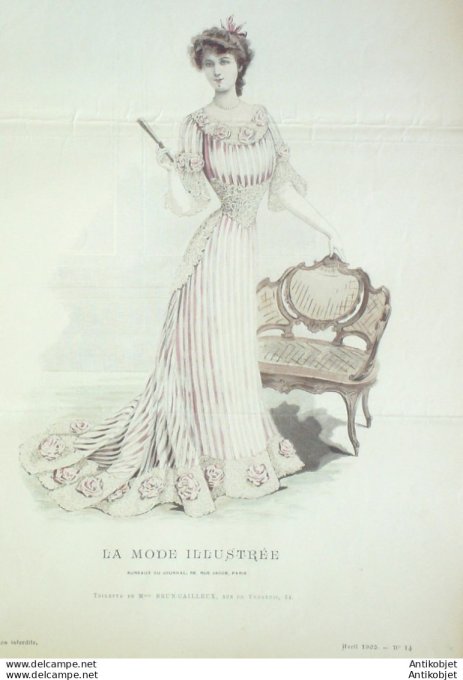 Gravure Mode illustree 1902 # 14 (Old Fashion plate) rare