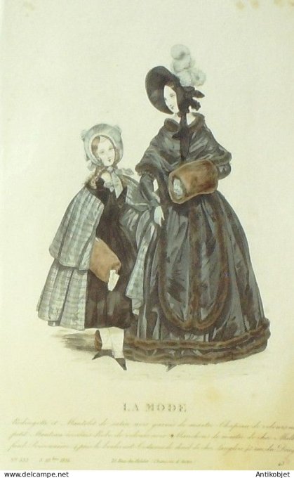 Gravure La mode 1836 # 533 (aquarelle old Fashion plate)