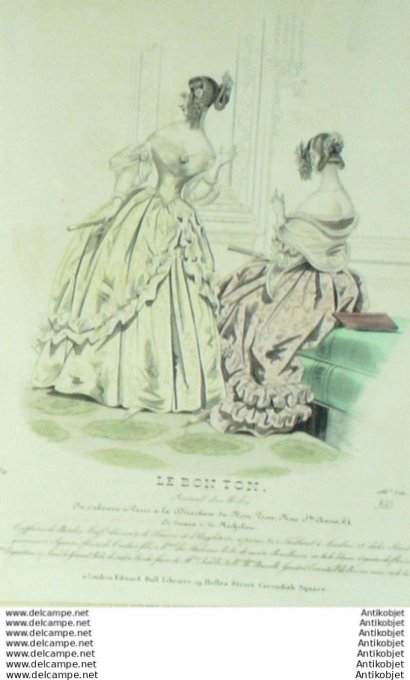 Gravure Mode Le Bon Ton 1839 # 333 (aquarelle old fashion plate)