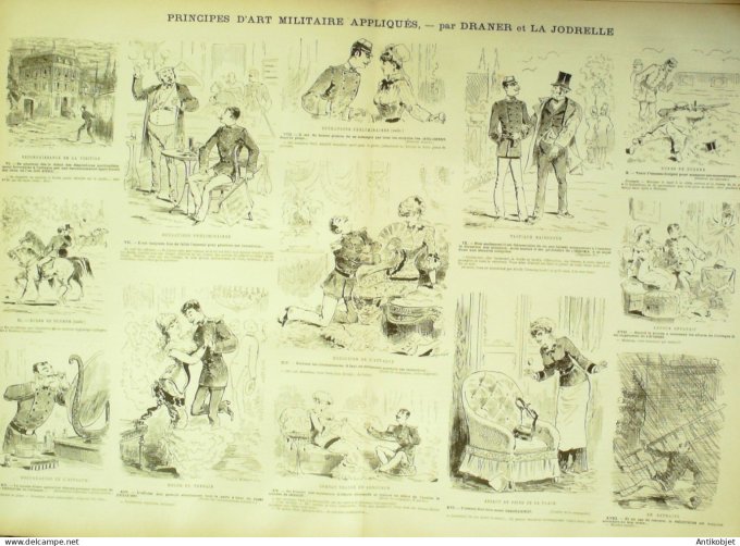 La Caricature 1880 #  35 Arts Militaires appliqués Dranet=r La Jodrelle Robida