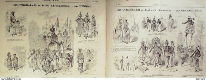 Le Journal amusant 1886 n° 1567 CYNGHALAIS au JARDIN D'ACCLIMATATION HENRIOT CHASSE JOSIAS