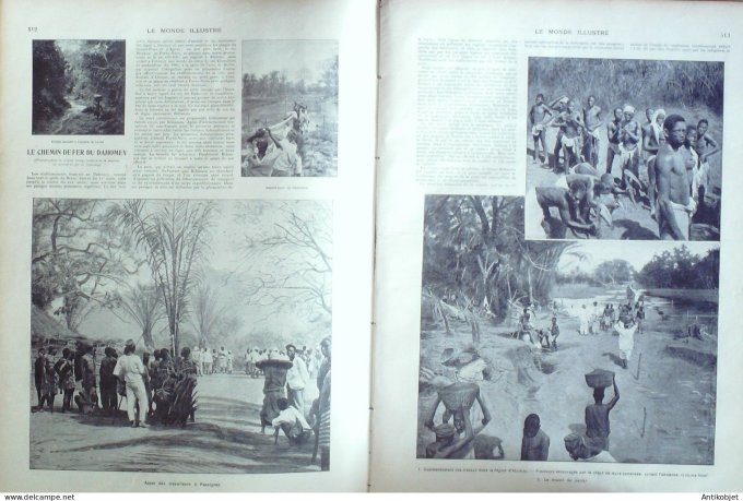Le Monde illustré 1902 n°2383 Dahomey Paouignan,Abomey Cotonou Koba Ouémé Paou Cana Tunisie Dougga