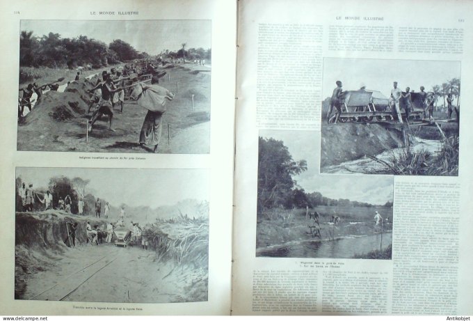Le Monde illustré 1902 n°2383 Dahomey Paouignan,Abomey Cotonou Koba Ouémé Paou Cana Tunisie Dougga