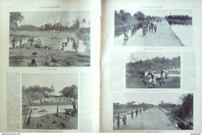 Le Monde illustré 1902 n°2383 Dahomey Paouignan,Abomey Cotonou Koba Ouémé Paou Cana Tunisie Dougga