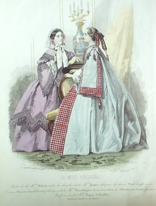 Gravure Les Modes Parisiennes 1858 # 774 Robe de chambre Maison Delisle